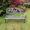 100% Cast Iron Garden Bench With Horses And Tree -CHARA Garden Shop 191329 2 jpg