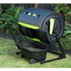 Maze 245 Litre Compost Tumbler + 55 Litre Composting Cart Set -CHARA Garden Shop 1 1 png