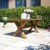 3m Reclaimed Teak Outdoor Open Slatted Cross Leg Table -CHARA Garden Shop 200cm x leg open slatted garden table 6 of 6 7 jpg