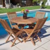1m Teak Octagonal Folding Table With 4 Kiffa Folding Chairs / Armchairs -CHARA Garden Shop 20230906 112308 jpg