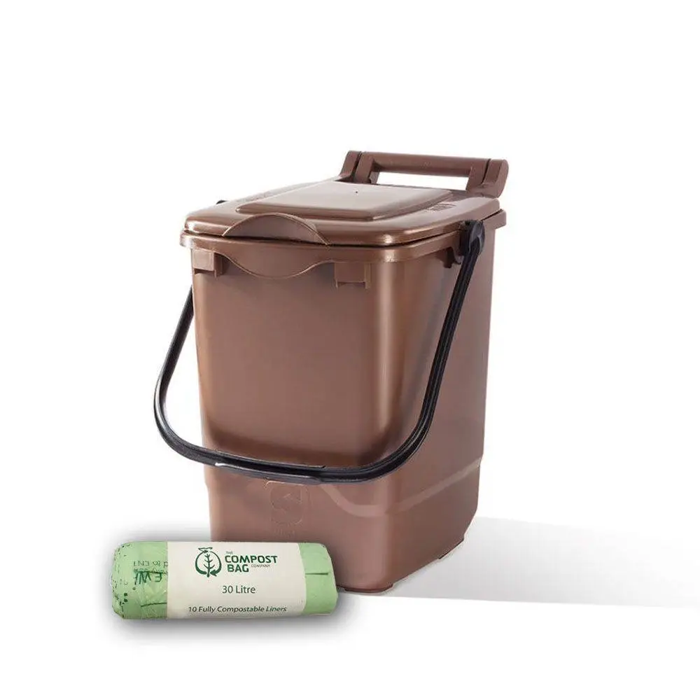 23ltr Brown Kitchen Caddy + 25 Pack Of Liners 3 23ltr Brown Kitchen Caddy + 25 Pack Of Liners