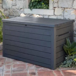 Keter 870L XXL Deck Storage Box - Anthracite Grey -CHARA Garden Shop 248238 5 jpg
