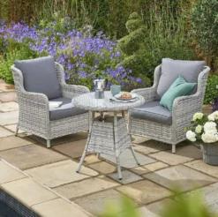 Wroxham Rattan Effect Bistro Set - Grey -CHARA Garden Shop 26000 jpg