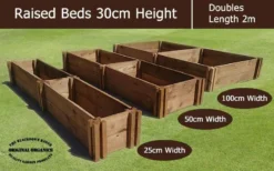 30cm High Double Raised Beds - Blackdown Range - 25cm Wide