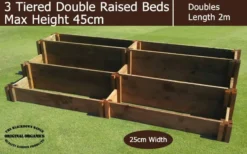 45cm High 3 Tiered Double Raised Beds - Blackdown Range - 100cm Wide
