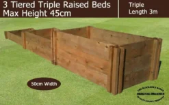 45cm High 3 Tiered Triple Raised Beds - Blackdown Range - 100cm Wide