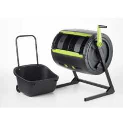 Maze 245 Litre Compost Tumbler + 55 Litre Composting Cart Set -CHARA Garden Shop 4 1 png