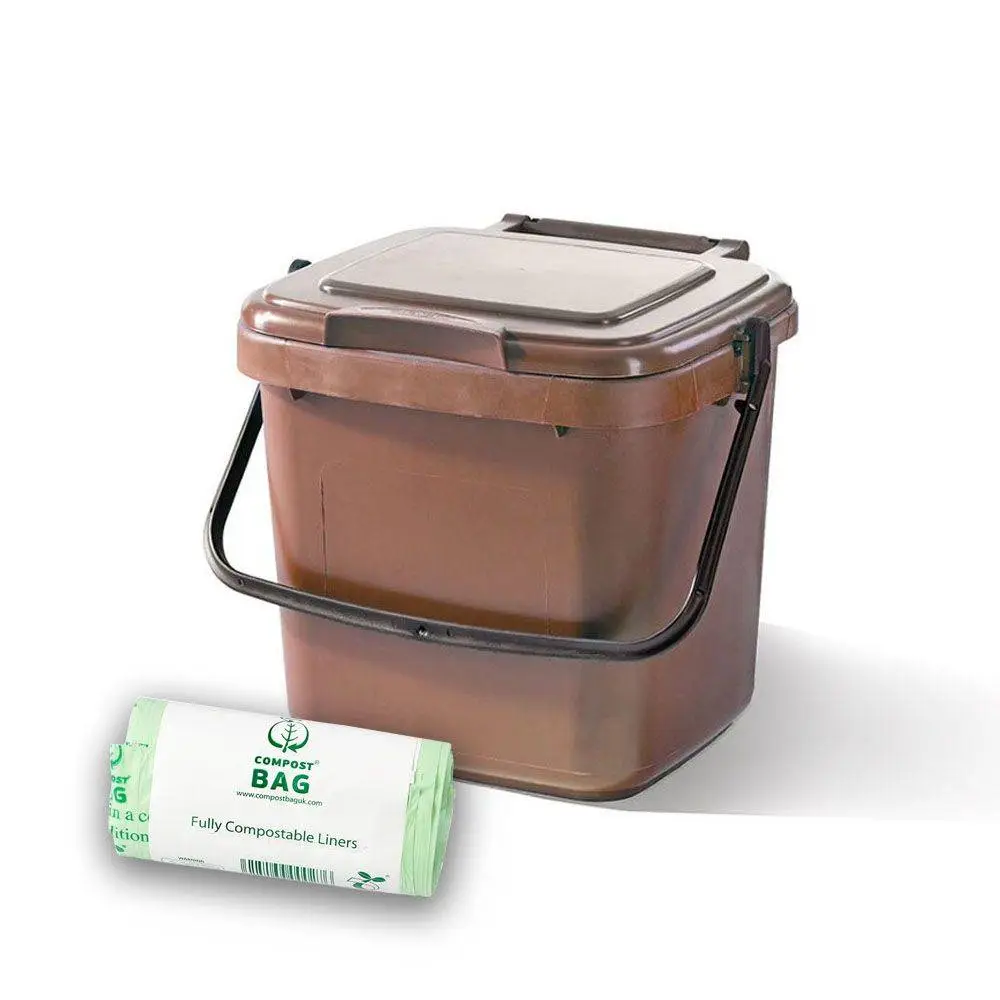 7ltr Brown Kitchen Caddy + 26 Pack Of Liners 3 7ltr Brown Kitchen Caddy + 26 Pack Of Liners