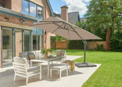 3 X 3m Royce Executive Cantilever Parasol - Taupe -CHARA Garden Shop 87420 jpg
