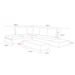 4 Seater Grey Bahama Corner Lounge Set -CHARA Garden Shop bahama line drawing 01 png