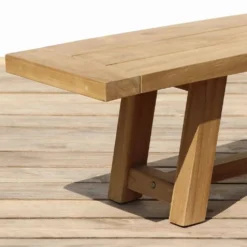 Reclaimed Teak Bali Outdoor Dining Table With 2 Backless Benches -CHARA Garden Shop bali bench detail 1 jpg