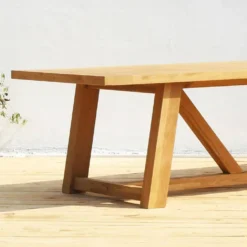 Reclaimed Teak Bali Outdoor Dining Table With 2 Backless Benches -CHARA Garden Shop bali table 3 2 jpg