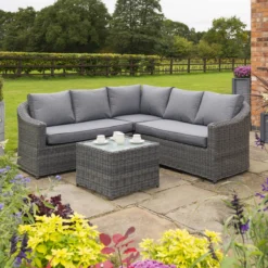 Rowlinson Bunbury Rattan Corner Set In Grey