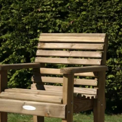 2.4m 6 Seater Douglas Fir Woodland Table With 6 Woodland Armchairs -CHARA Garden Shop charis jpg