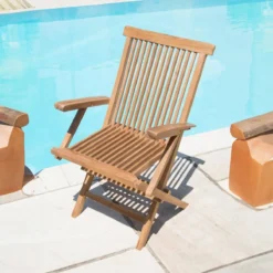 70cm Teak Square Folding Table With 2 Classic Folding Chairs / Armchairs -CHARA Garden Shop classic folding armchair 3 8 2 jpg