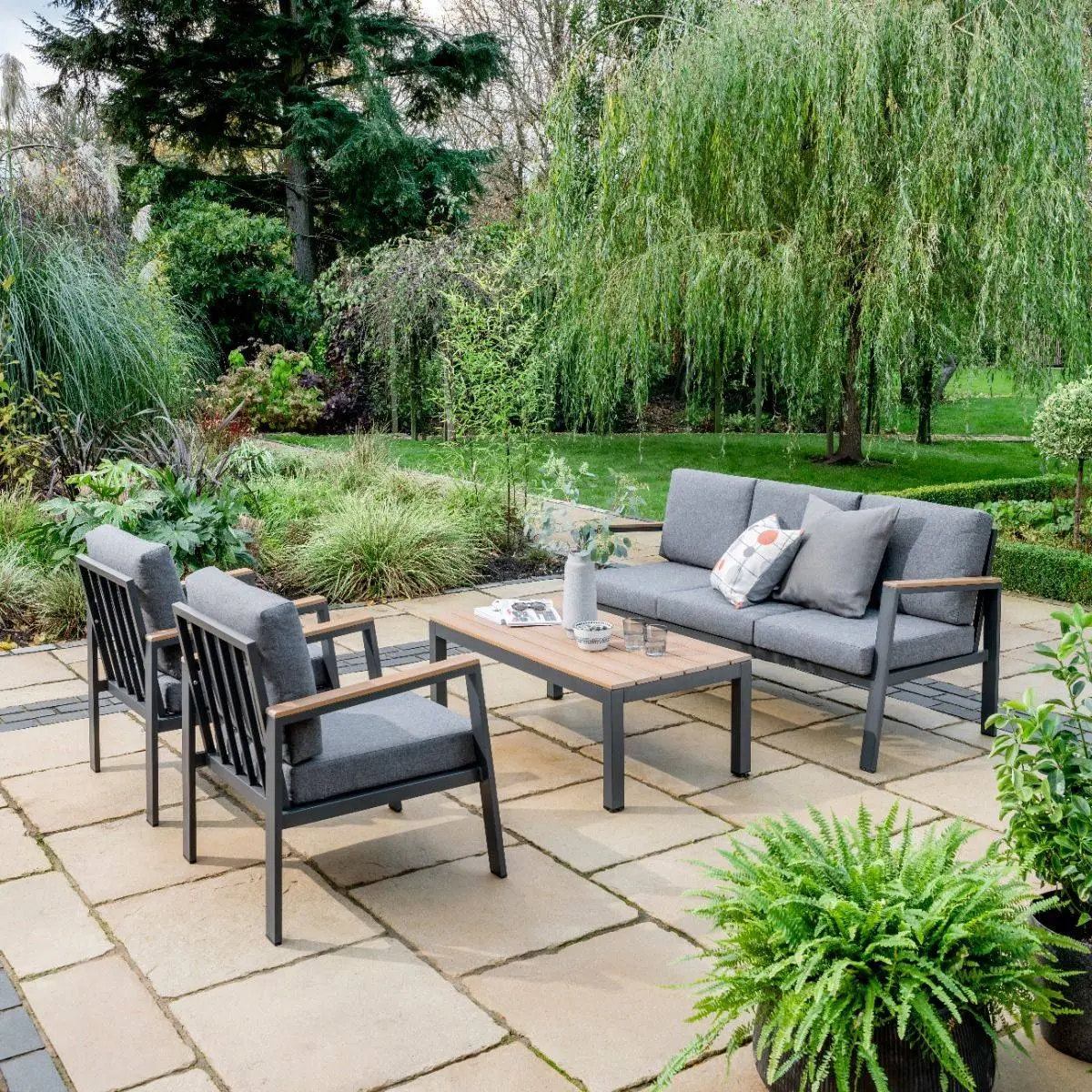 5 Seater Easton Garden Lounge Set In Dark Grey 3 5 Seater Easton Garden Lounge Set In Dark Grey