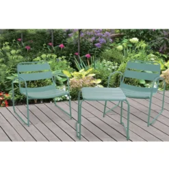 Metal Garden Furniture Set Of 3 - Green -CHARA Garden Shop furnature set green jpg
