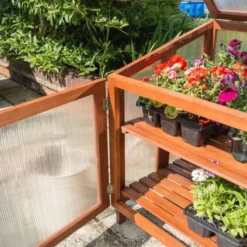 Hardwood Coldframe -CHARA Garden Shop hwood minigreenhouse shelves jpg