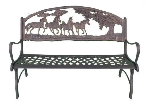 100% Cast Iron Garden Bench With Horses And Tree 6 100% Cast Iron Garden Bench With Horses And Tree - Image 4