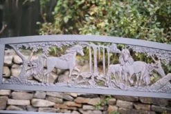 Steel Framed Cast Iron Bench With Unicorn Scene -CHARA Garden Shop product7225 jpg