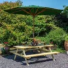 6ft Picnic Table With Green Parasol & Parasol Base -CHARA Garden Shop ptse18grnpb 6ftpicnicgrnparasolbase 01 jpg