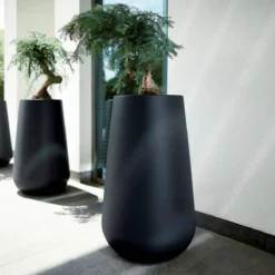 Elho 43cm Black Pure Cone High Planter
