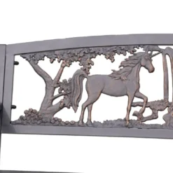 Steel Framed Cast Iron Bench With Unicorn Scene -CHARA Garden Shop unicorn themed steel and cast iron bench 1 a jpg