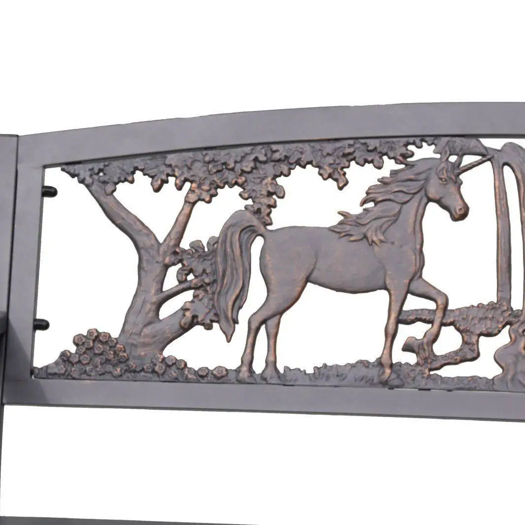 Steel Framed Cast Iron Bench With Unicorn Scene - Image 3