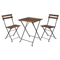Bistro Black Frame Acacia Wood Garden Set -CHARA Garden Shop vn3000010 jpg
